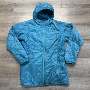 LL Bean Jacket Womens L Teal Full Zip  Pockets Polyester Hiking Hooded